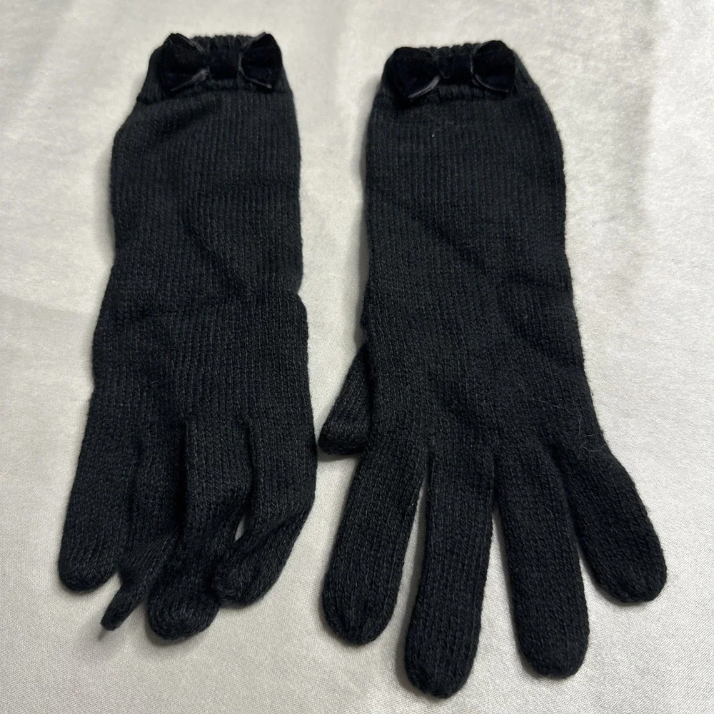 Gymboree Girls Classic Black Bow Gloves SIZE 5/7